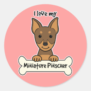 I Love My Miniature Pinscher Classic Round Sticker