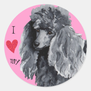 I Love my Miniature Poodle Classic Round Sticker