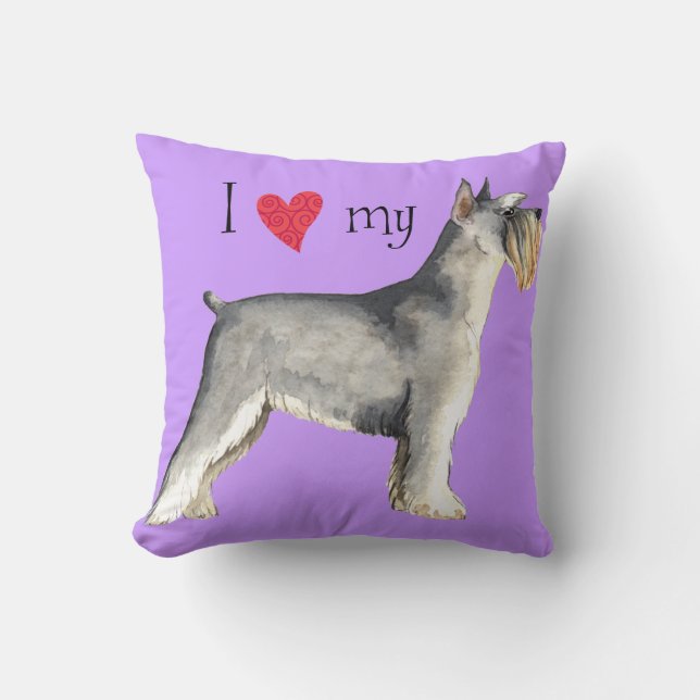I Love my Miniature Schnauzer Cushion (Front)