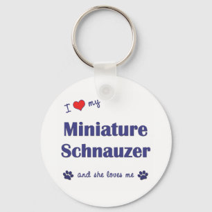 I Love My Miniature Schnauzer (Female Dog) Key Ring