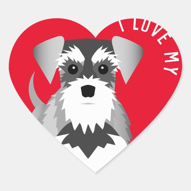I Love My Miniature Schnauzer Heart Sticker (Front)