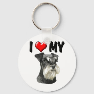 I Love My Miniature Schnauzer Key Ring