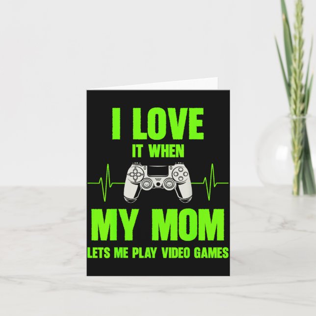 I Love My Mom Gamer Gaming Teen Boys Video Game Co Card (Front)