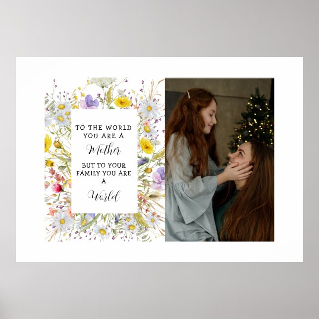 I Love My Mom Mother's day Floral Keepsake Poster (Front)