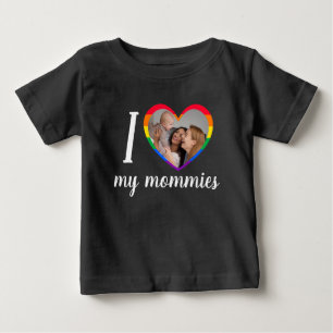 I love my mommies LGTB colours flag heart  Baby T-Shirt