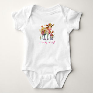 I Love My Mommy!  Flower Covered Cows Baby Bodysuit