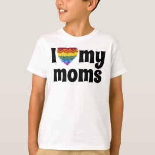I Love my moms-heart shape Pride flowers T-Shirt