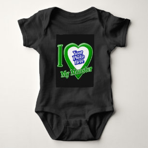 I Love My Monster With Your Photo Baby Bodysuit