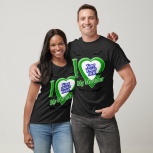 I Love My Monster With Your Photo With Bats T-Shirt