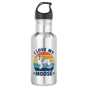 I Love My Moose Dog Retro Engraving Design_1 532 Ml Water Bottle