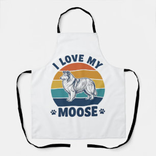 I Love My Moose Dog Retro Engraving Design_1 Apron