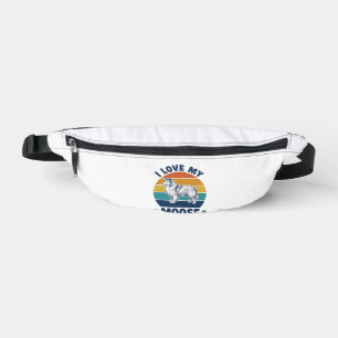 I Love My Moose Dog Retro Engraving Design_1 Bum Bags