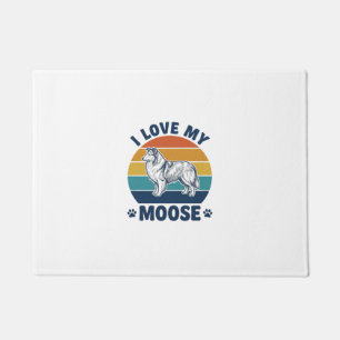 I Love My Moose Dog Retro Engraving Design_1 Doormat