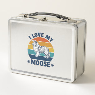 I Love My Moose Dog Retro Engraving Design_1 Metal Lunch Box
