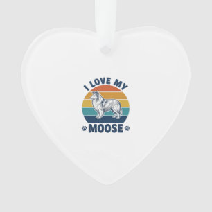 I Love My Moose Dog Retro Engraving Design_1 Ornament