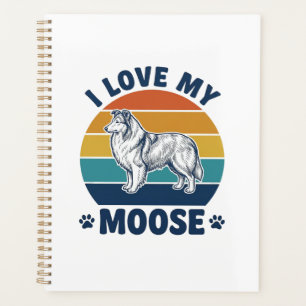 I Love My Moose Dog Retro Engraving Design_1 Planner