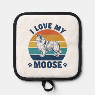 I Love My Moose Dog Retro Engraving Design_1 Pot Holder