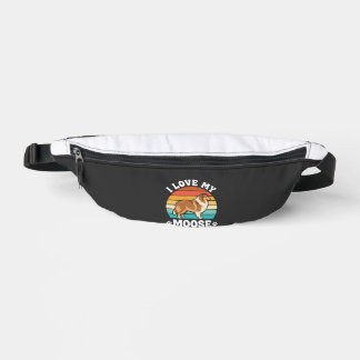 I Love My Moose Retro Collie Dog Bum Bags