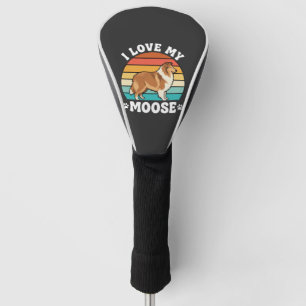 I Love My Moose Retro Collie Dog Golf Head Cover