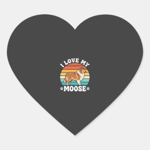 I Love My Moose Retro Collie Dog Heart Sticker