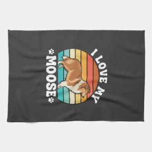 I Love My Moose Retro Collie Dog Tea Towel