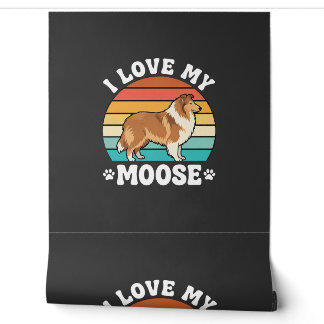 I Love My Moose Retro Collie Dog Wallpaper