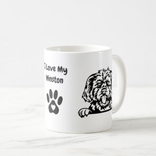 I Love my MORKIE Dog Name & Paw Print Coffee Mug