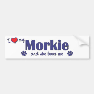 I Love My Morkie (Female Dog) Bumper Sticker