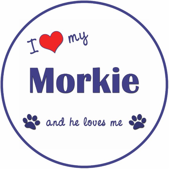 I Love My Morkie (Male Dog) Photo Sculpture Decoration (Front)