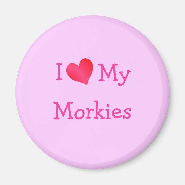 I Love My Morkies Magnet (Front)