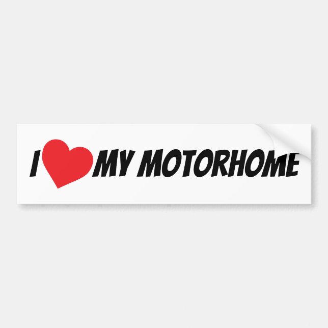 I Love My Motorhome Big Red Love Heart Bumper Sticker (Front)