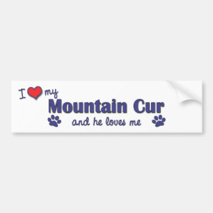 I Love My Mountain Cur (Male Dog) Bumper Sticker