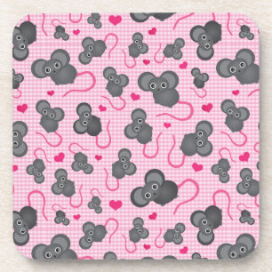 I love my mouse pattern in pink coaster