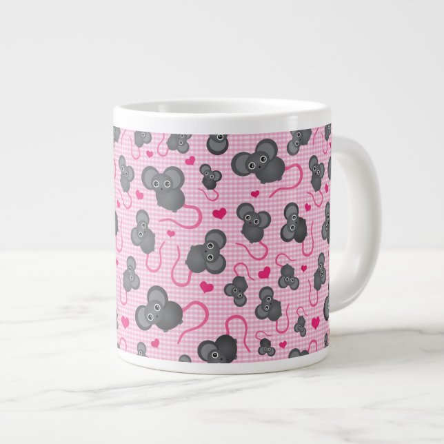 I love my mouse pattern in pink large coffee mug (Front Right)