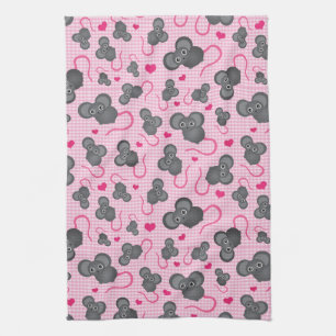 I love my mouse pattern in pink tea towel