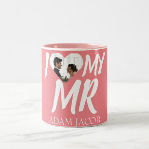 I LOVE MY MR, COUPLE PHOTO CUSTOMIZE Two-Tone COFFEE MUG