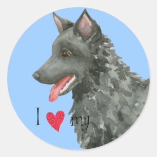 I Love my Mudi Classic Round Sticker