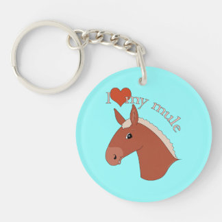 I Love My Mule Red Flaxen Key Ring