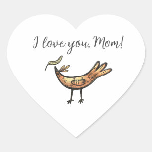 I love my Mum elegant bird Heart Sticker