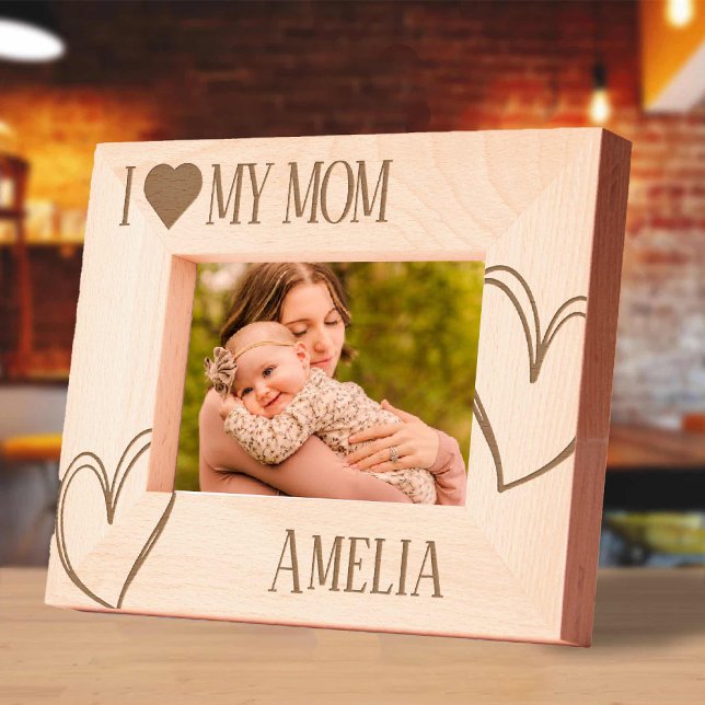 I Love my mum mothers day picture frame (I Love my mom mothers day picture frame Engraved Frames)