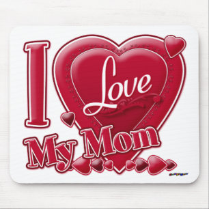 I Love My Mum red - heart Mouse Mat
