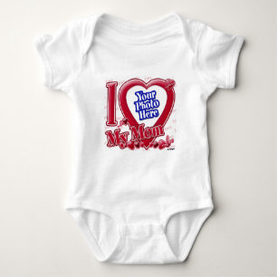 I Love My Mum red heart - photo Baby Bodysuit