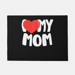 I Love My Mum TShirt with Large Red Heart Doormat