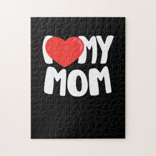 I Love My Mum TShirt with Large Red Heart Jigsaw Puzzle