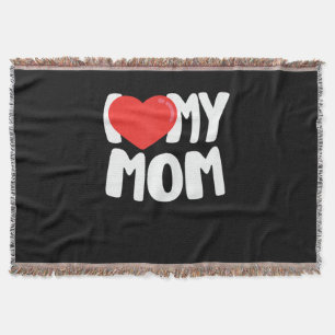 I Love My Mum TShirt with Large Red Heart Throw Blanket
