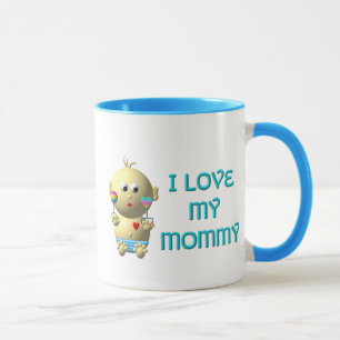 I love my mummy Bouncing Baby with Heart & Rattles Mug