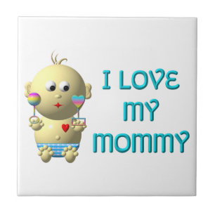 I love my mummy Bouncing Baby with Heart & Rattles Tile