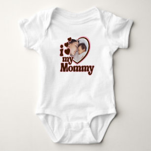 I Love My Mummy Pink Brown Photo  Baby Bodysuit