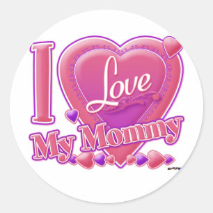 I Love My Mummy pink/purple - heart Classic Round Sticker