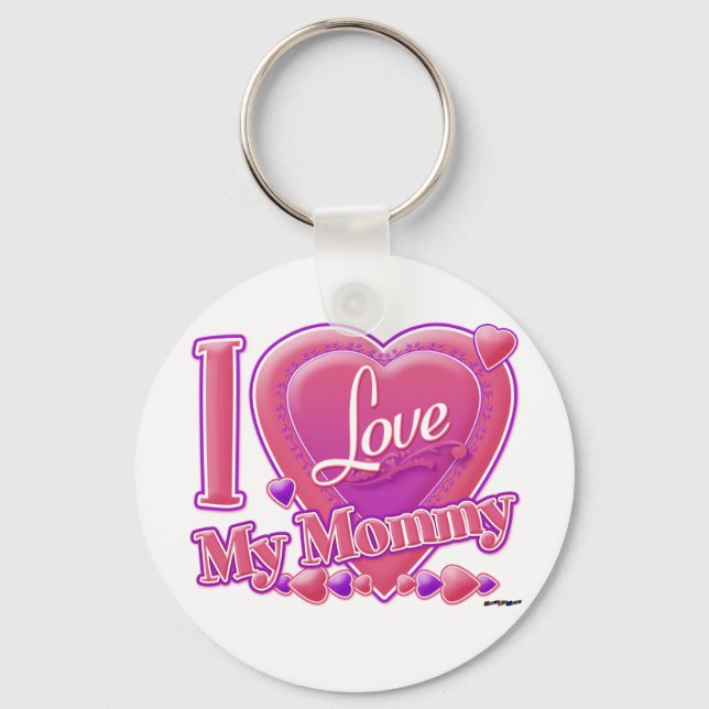 I Love My Mummy pink/purple - heart Key Ring (Front)